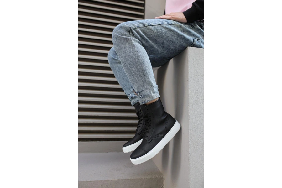 Shoecide Spor Bot 022 Siyah (beyaz Taban)