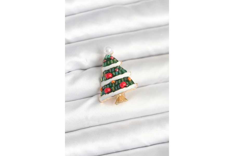 Shoecide Süslü Çam Ağacı Model Yılbaşı Temalı Broş