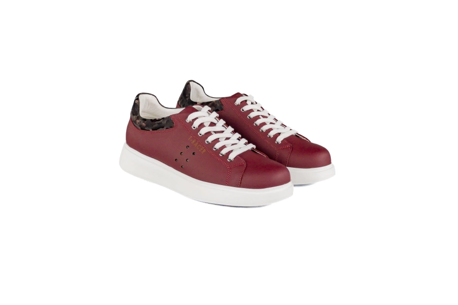 Shoecide T-racer Hakiki Deri Bordo Erkek Sneaker