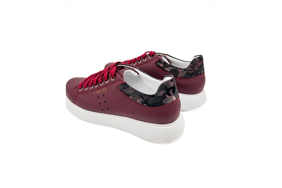 Shoecide T-racer Hakiki Deri Bordo Erkek Sneaker