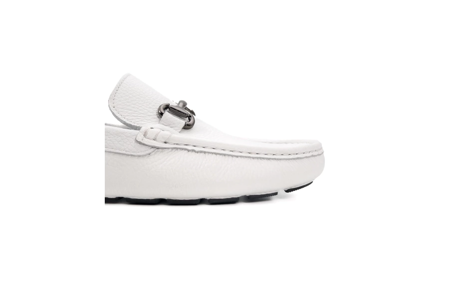 Shoecide Troya Beyaz Hakiki Deri Erkek Loafer Ayakkabı
