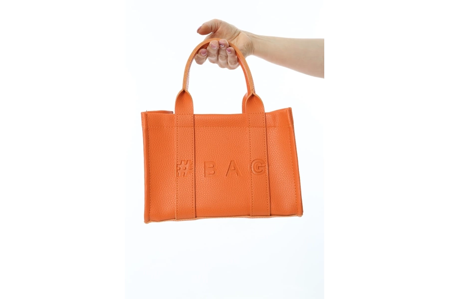 Shoecide Turuncu Deri Mini Tote Çanta