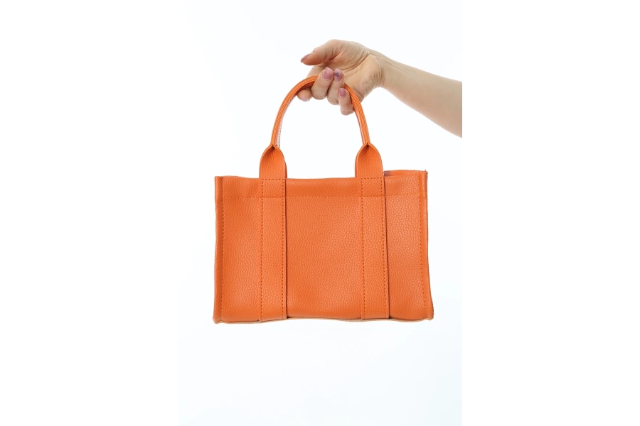 Shoecide Turuncu Deri Mini Tote Çanta