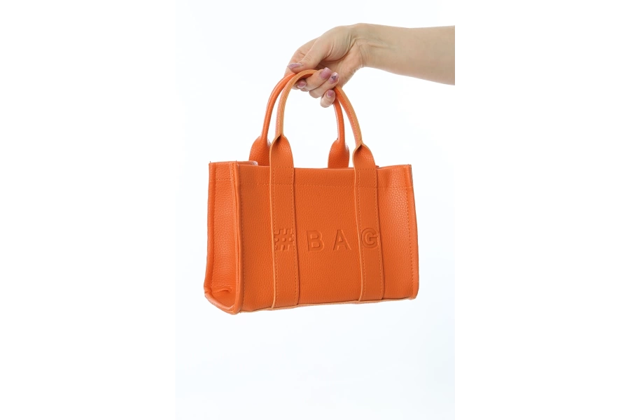 Shoecide Turuncu Deri Mini Tote Çanta