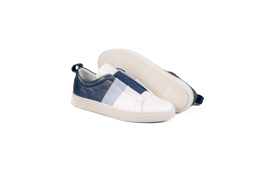 Shoecide Varadero Lacivert-beyaz-mavi Hakiki Deri Beyaz Taban Erkek Spor (sneaker) Ayakkabı