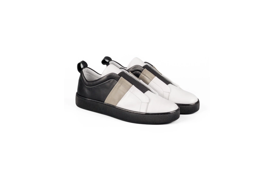 Shoecide Varadero Siyah-beyaz-gri Hakiki Deri Siyah Taban Erkek Spor (sneaker) Ayakkabı