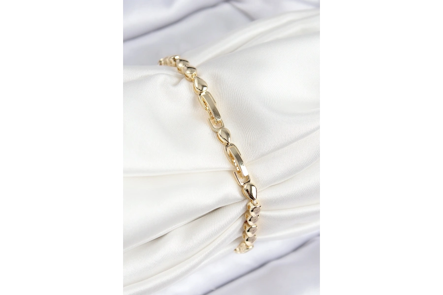 Shoecide Vıp Pirinç Zirkon Taşlı Sıralı Damla Model Gold Renk Kadın Bileklik