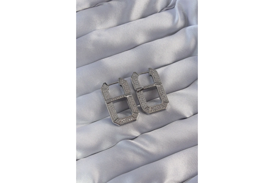 Shoecide Vip Seri Pirinç Gümüş Renk Zirkon Taşlı Serenay Küpesi