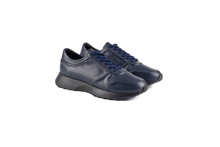 Shoecide Vstrom Lacivert Hakiki Deri Erkek Spor (sneaker) Ayakkabı
