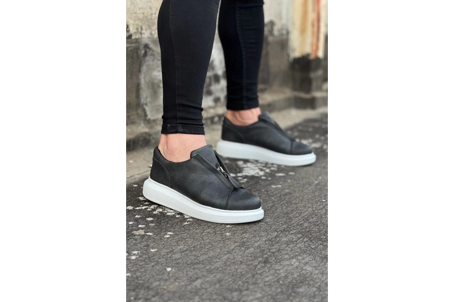 Shoecide Wg010 Gri Cilt Erkek Casual Ayakkabı