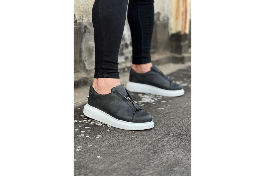 Shoecide Wg010 Gri Cilt Erkek Casual Ayakkabı