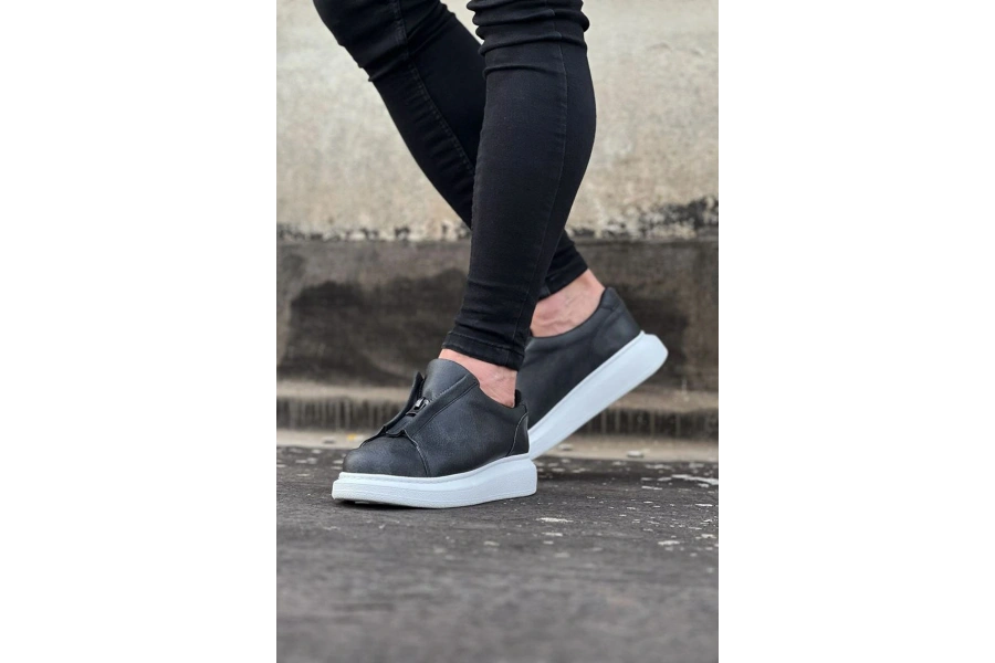 Shoecide Wg010 Gri Cilt Erkek Casual Ayakkabı