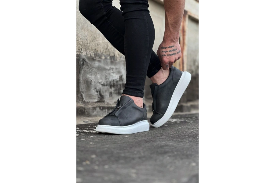 Shoecide Wg010 Gri Cilt Erkek Casual Ayakkabı