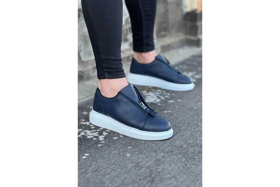 Shoecide Wg010 Lacivert Cilt Erkek Casual Ayakkabı