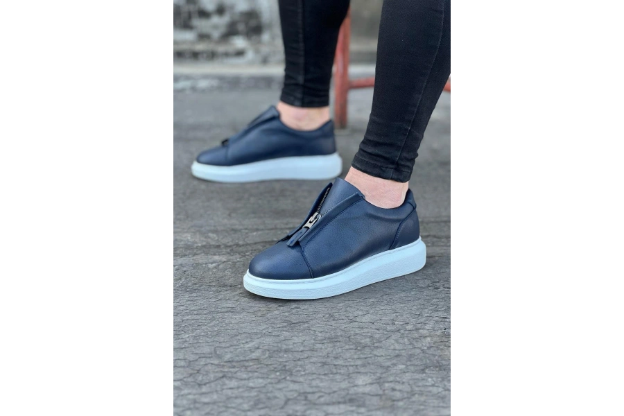 Shoecide Wg010 Lacivert Cilt Erkek Casual Ayakkabı