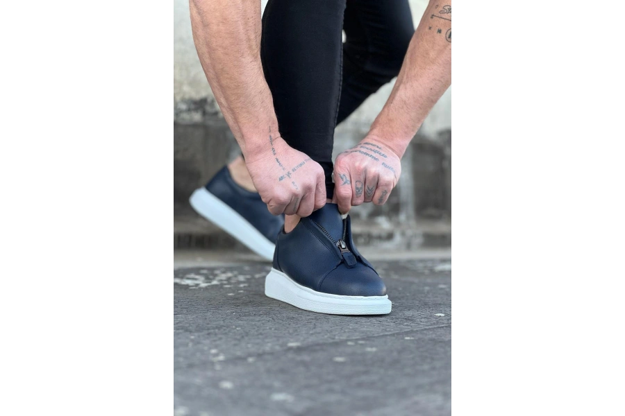Shoecide Wg010 Lacivert Cilt Erkek Casual Ayakkabı