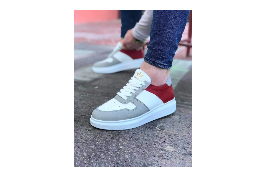 Shoecide Wg011 Beyaz Kırmızı Erkek Casual Ayakkabı