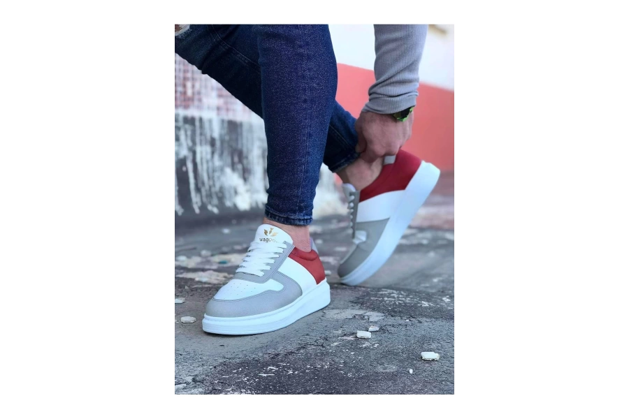 Shoecide Wg011 Beyaz Kırmızı Erkek Casual Ayakkabı