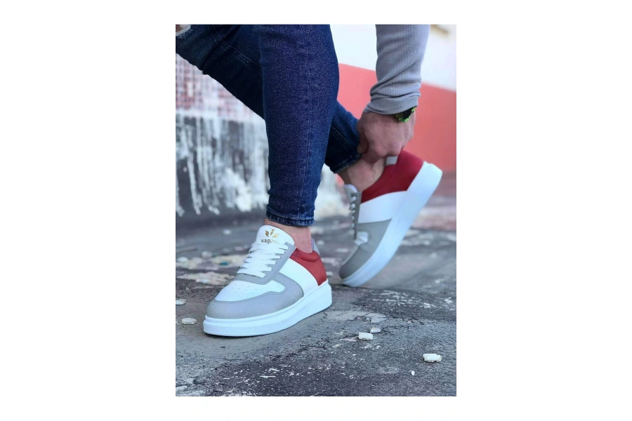 Shoecide Wg011 Beyaz Kırmızı Erkek Casual Ayakkabı