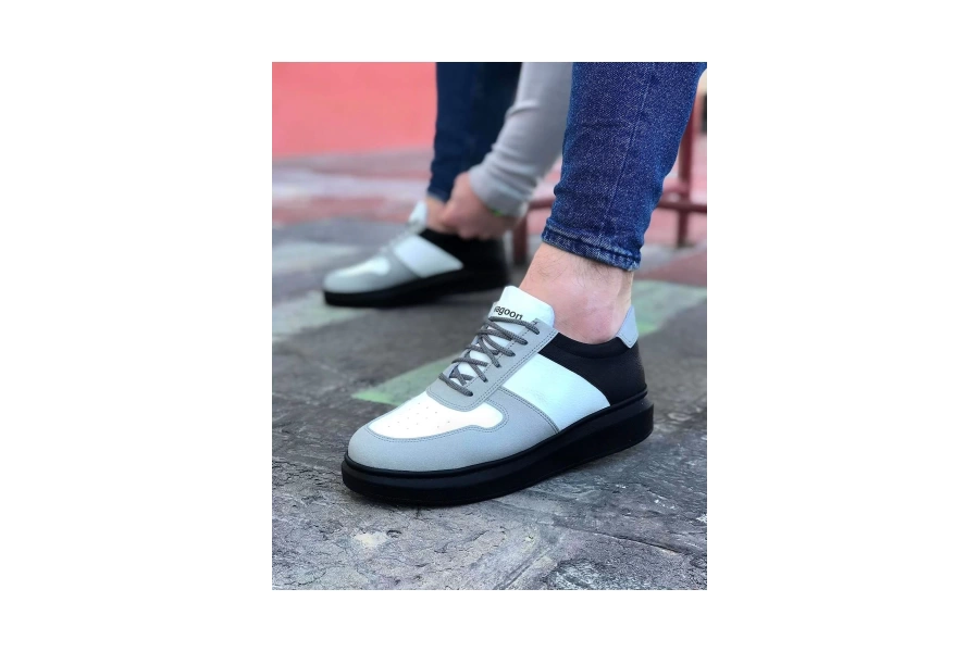 Shoecide Wg011 Beyaz Kömür Erkek Casual Ayakkabı