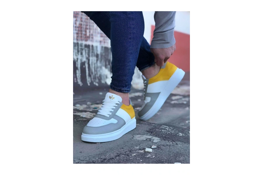 Shoecide Wg011 Beyaz Sarı Erkek Casual Ayakkabı