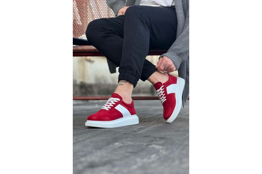 Shoecide Wg011 Kırmızı Süet Erkek Casual Ayakkabı