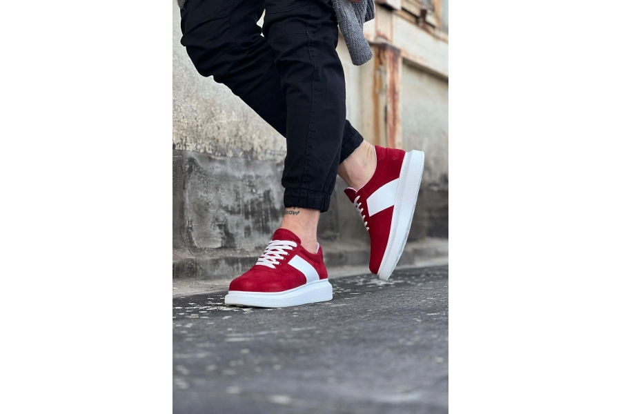 Shoecide Wg011 Kırmızı Süet Erkek Casual Ayakkabı