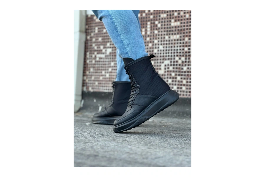Shoecide Wg012 Kömür Cilt Uzun Bağcıklı  Bot