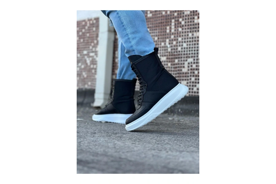 Shoecide Wg012 Siyah Cilt Uzun Bağcıklı  Bot