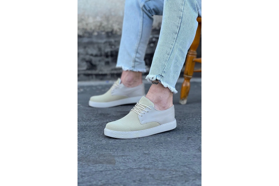 Shoecide Wg016 Bej Triko Erkek Casual Ayakkabı