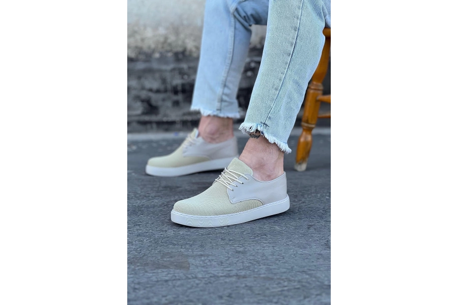 Shoecide Wg016 Bej Triko Erkek Casual Ayakkabı