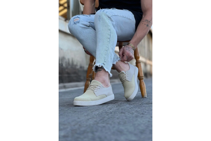 Shoecide Wg016 Bej Triko Erkek Casual Ayakkabı