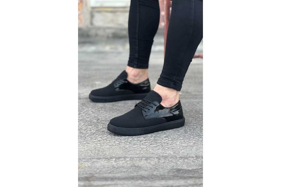 Shoecide Wg016 Kömür Rugan Triko Erkek Casual Ayakkabı