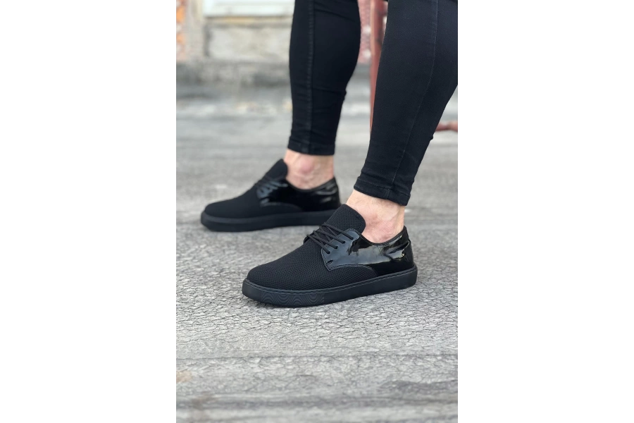 Shoecide Wg016 Kömür Rugan Triko Erkek Casual Ayakkabı