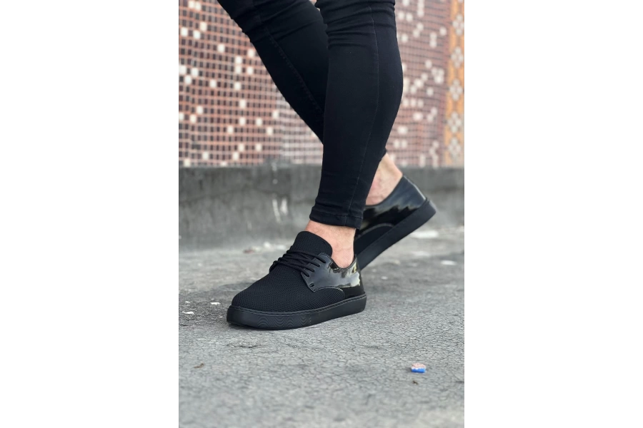 Shoecide Wg016 Kömür Rugan Triko Erkek Casual Ayakkabı