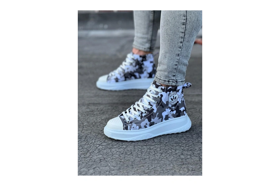 Shoecide Wg017 Beyaz Askeri Yarım Bilek Casual Ayakkabı