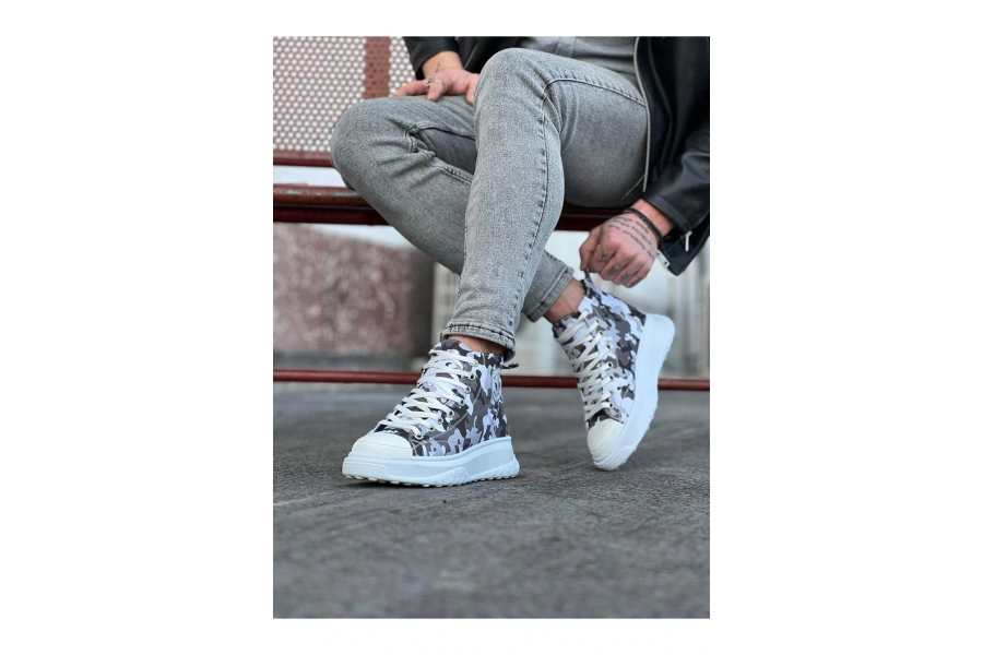 Shoecide Wg017 Beyaz Askeri Yarım Bilek Casual Ayakkabı