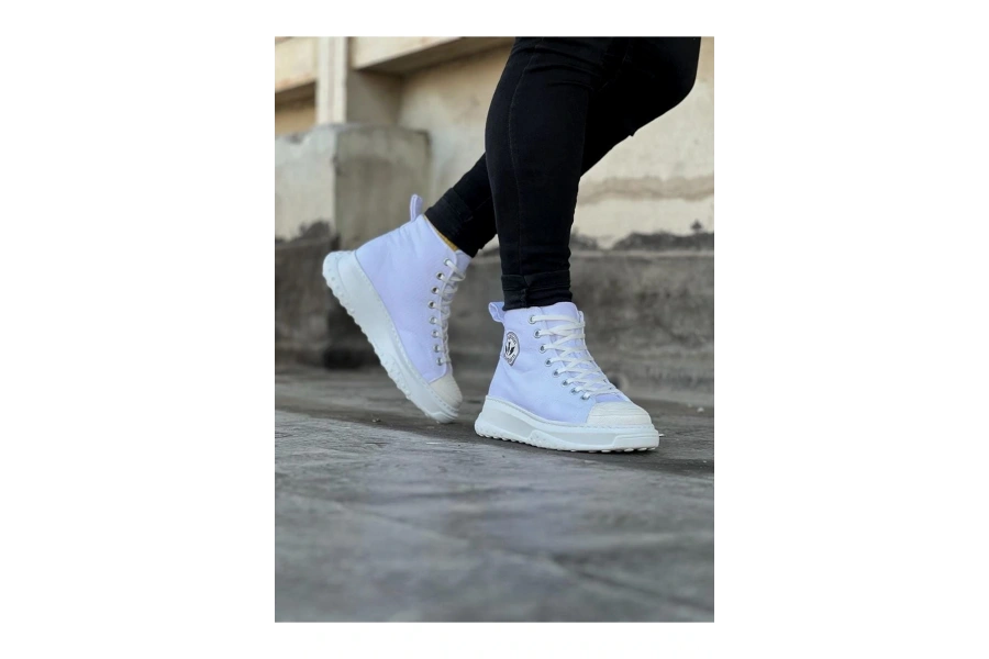 Shoecide Wg017 Beyaz Erkek Yarım Bilek Casual Ayakkabı