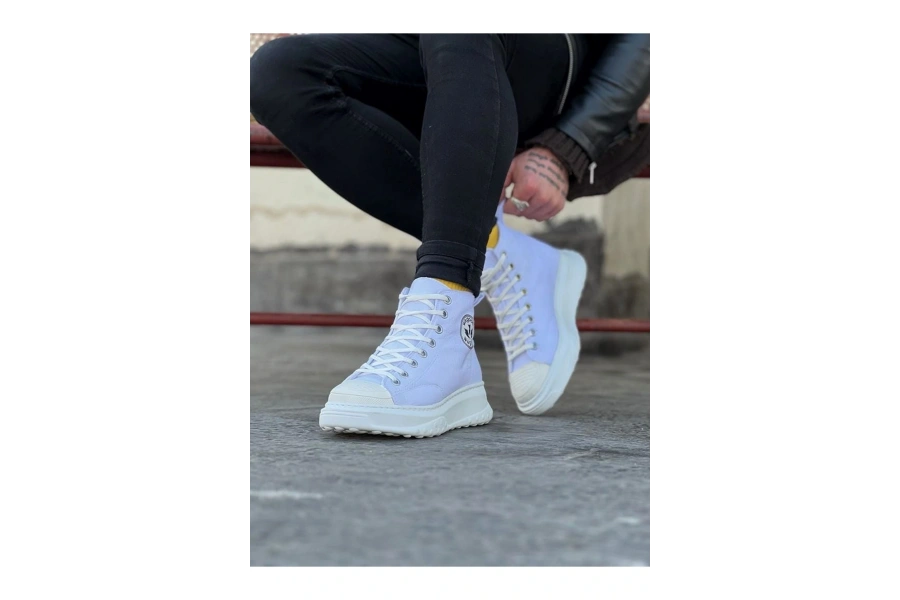 Shoecide Wg017 Beyaz Erkek Yarım Bilek Casual Ayakkabı
