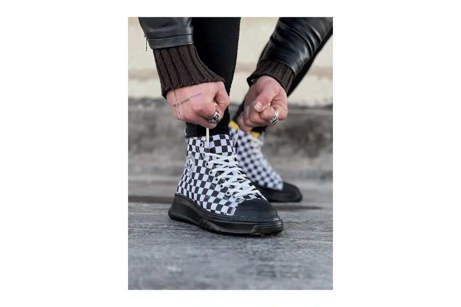 Shoecide Wg017 Damalı Erkek Yarım Bilek Casual Ayakkabı