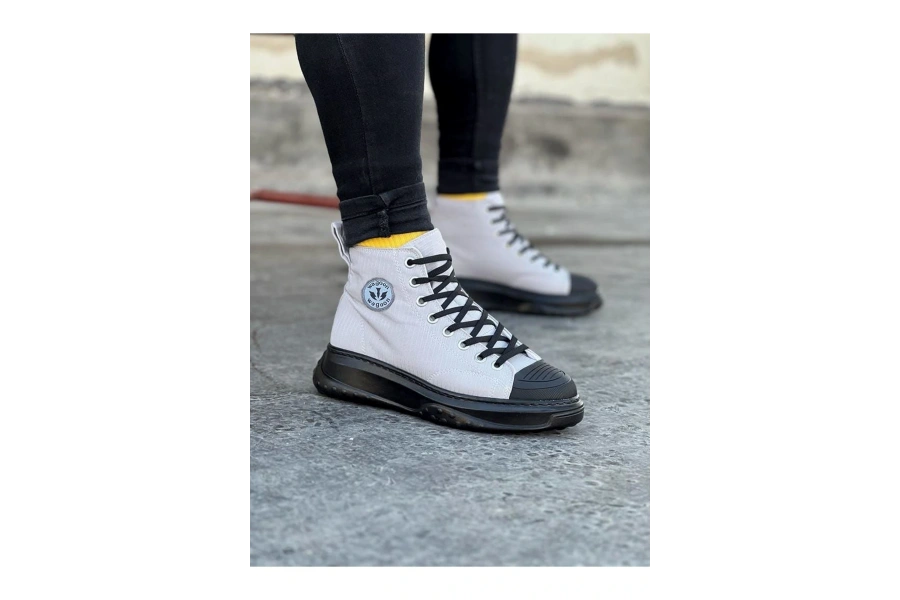 Shoecide Wg017 Gri Siyah Erkek Yarım Bilek Casual Ayakkabı