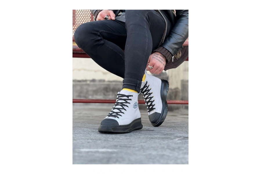 Shoecide Wg017 Gri Siyah Erkek Yarım Bilek Casual Ayakkabı