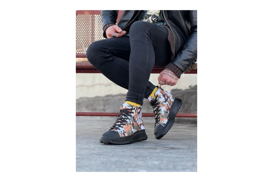 Shoecide Wg017 Koyu Askeri Erkek Yarım Bilek Casual Ayakkabı