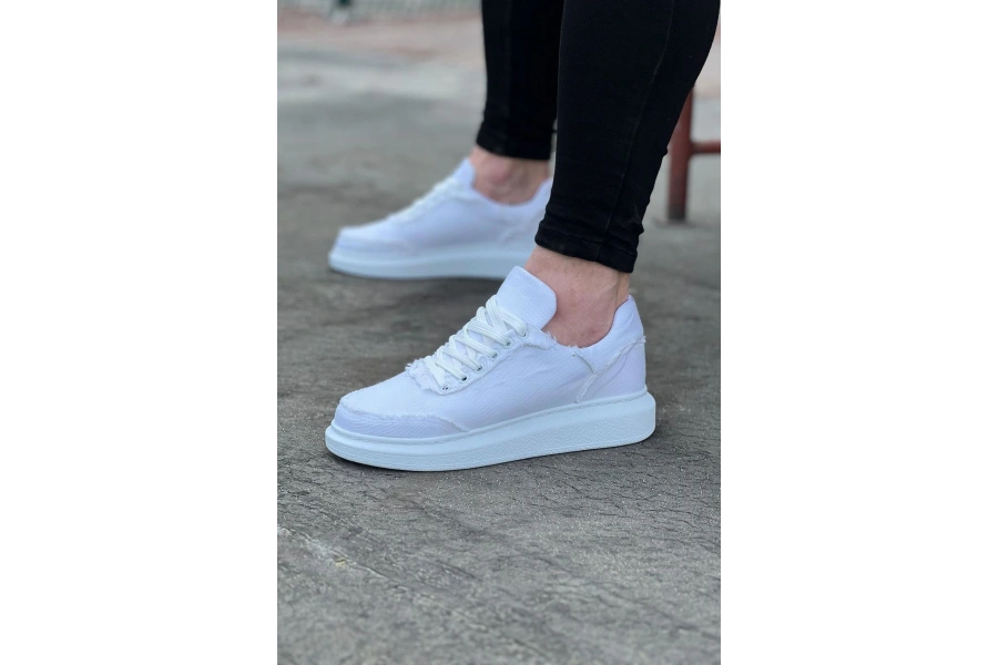 Shoecide Wg018 Beyaz Kot Kumaş Erkek Casual Ayakkabı