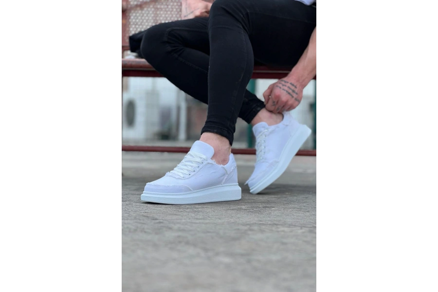 Shoecide Wg018 Beyaz Kot Kumaş Erkek Casual Ayakkabı