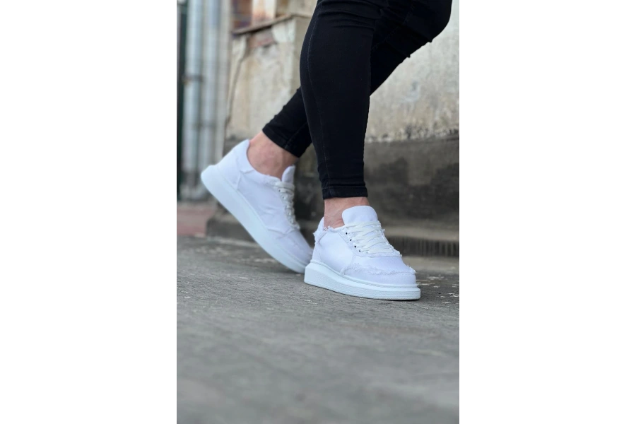 Shoecide Wg018 Beyaz Kot Kumaş Erkek Casual Ayakkabı