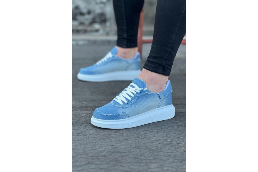 Shoecide Wg018 Buz Mavi Kot Kumaş Erkek Casual Ayakkabı