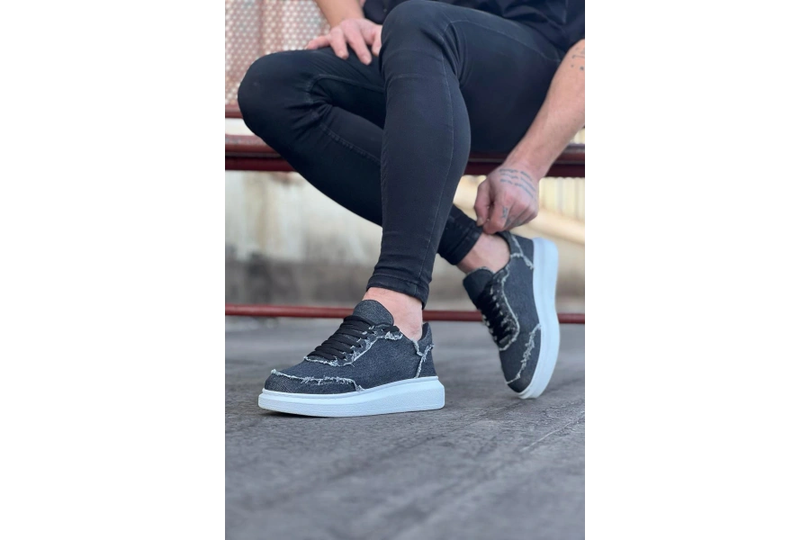 Shoecide Wg018 Gri Kot Kumaş Erkek Casual Ayakkabı