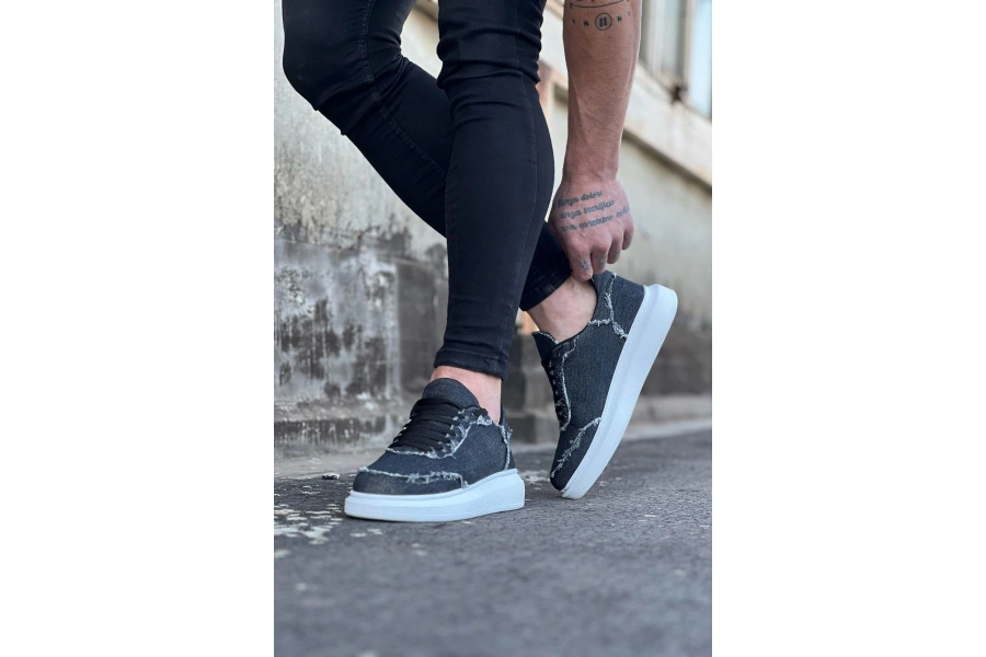 Shoecide Wg018 Gri Kot Kumaş Erkek Casual Ayakkabı
