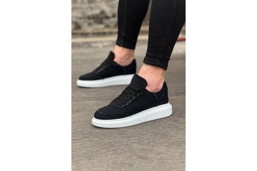 Shoecide Wg018 Siyah Kot Kumaş Erkek Casual Ayakkabı